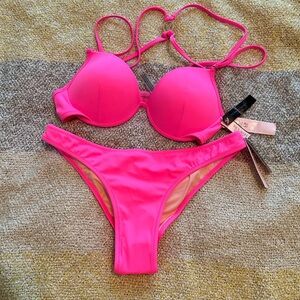 Victoria’s Secret bright pink bikini set small and 32c